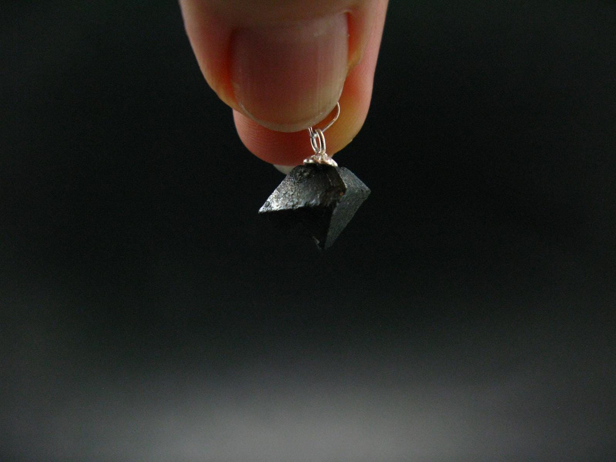 Magnetite Crystal Silver Pendant From Bolivia - 0.6" - 1.79 Grams