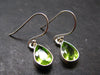 Peridot Olivine Crystal Sterling Silver Earrings From Pakistan - 1.1" - 2.73 Grams