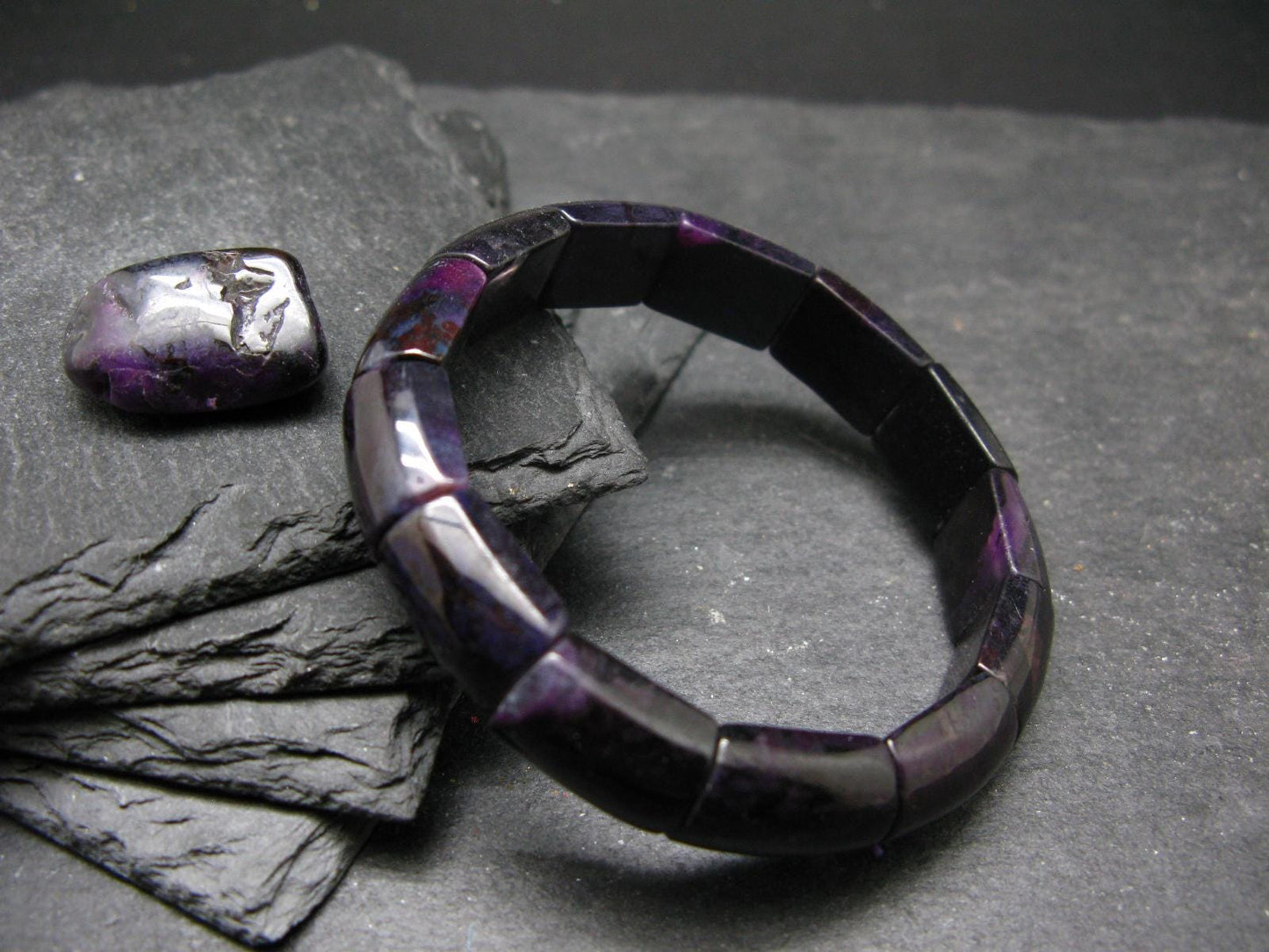 Sugilite Genuine Bracelet ~ 7 Inches ~ 16mm Squared Beads