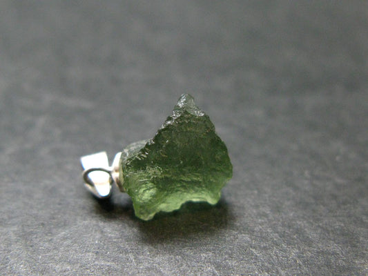 Moldavite Tektite Silver Pendant from Czech Republic - 0.6" - 0.77 Grams