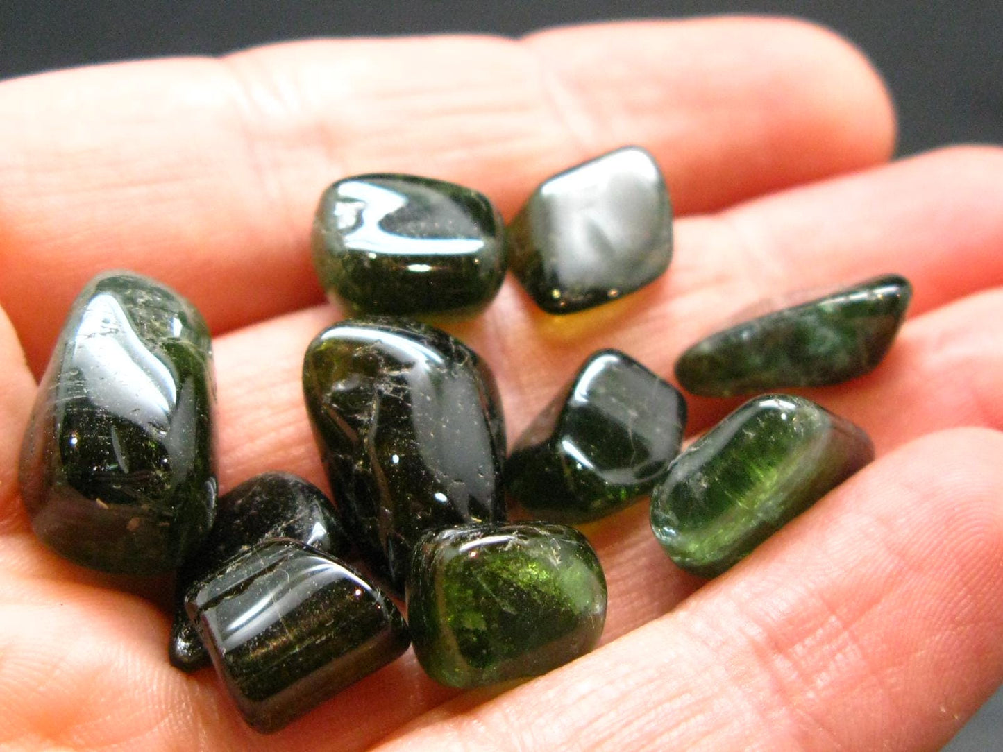 Rare Lot of 10 Green Tourmaline Tumbled Stones From Brazil - 60.75 Carats