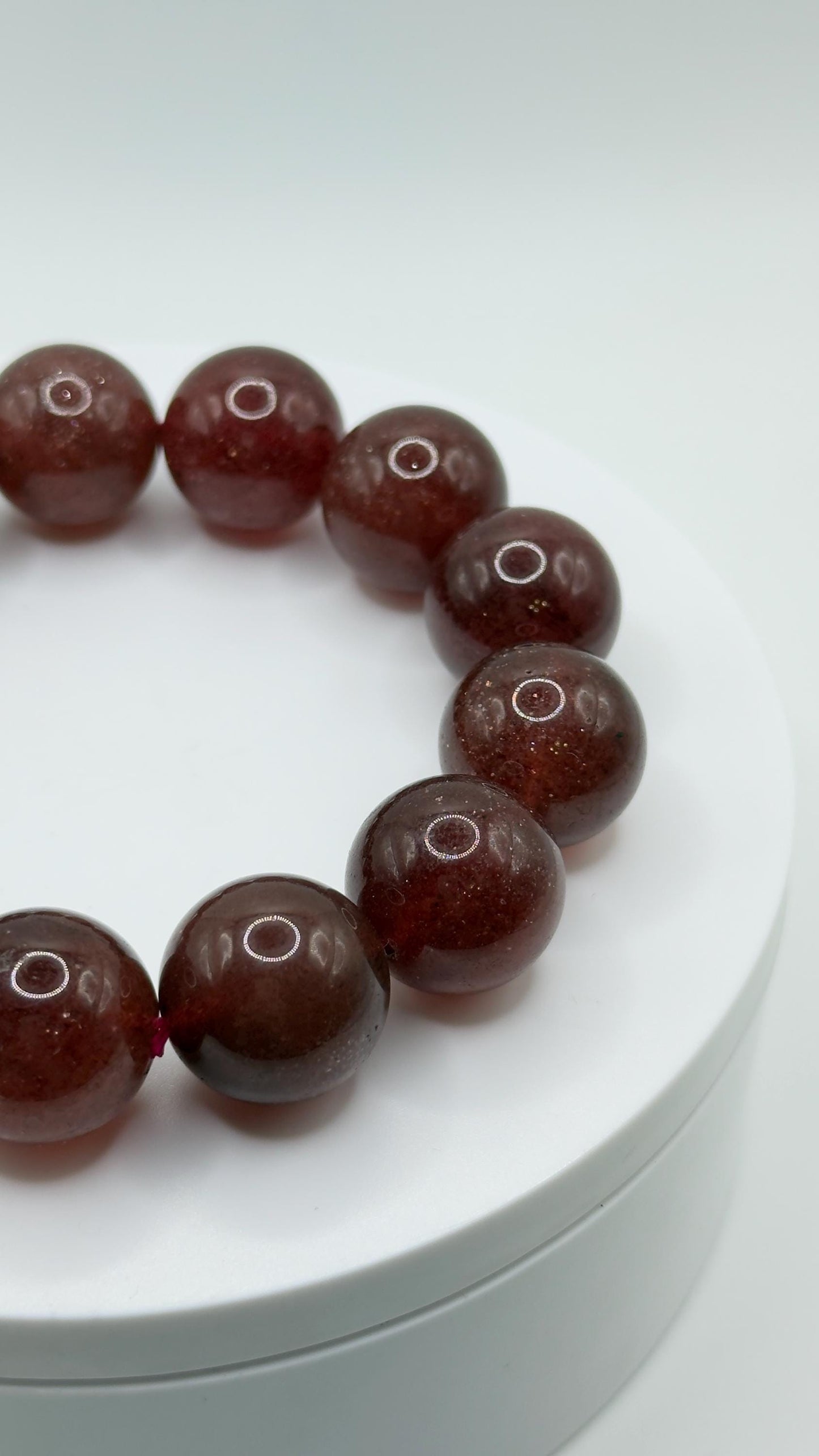 Strawberry Quartz Bracelet – Natural Red Sparkling Gemstone Elegant Jewelry - Weight 97.31 g