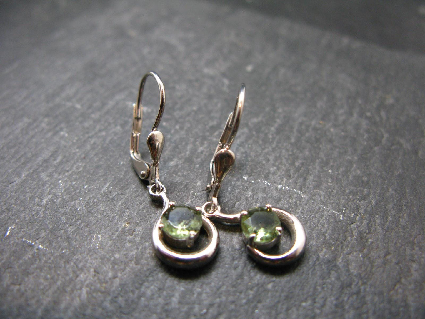 Moldavite Tektite Silver Earrings from Czech Republic - 2.48 Grams