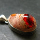 Fire Opal Sterling Silver Pendant From Mexico - 1.2" - 6.42 Grams