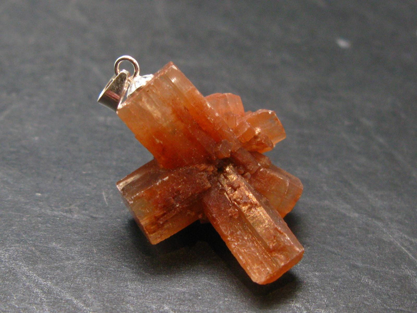 Terminated Aragonite Crystal Silver Pendant from Morocco - 1.3" - 6.20 Grams