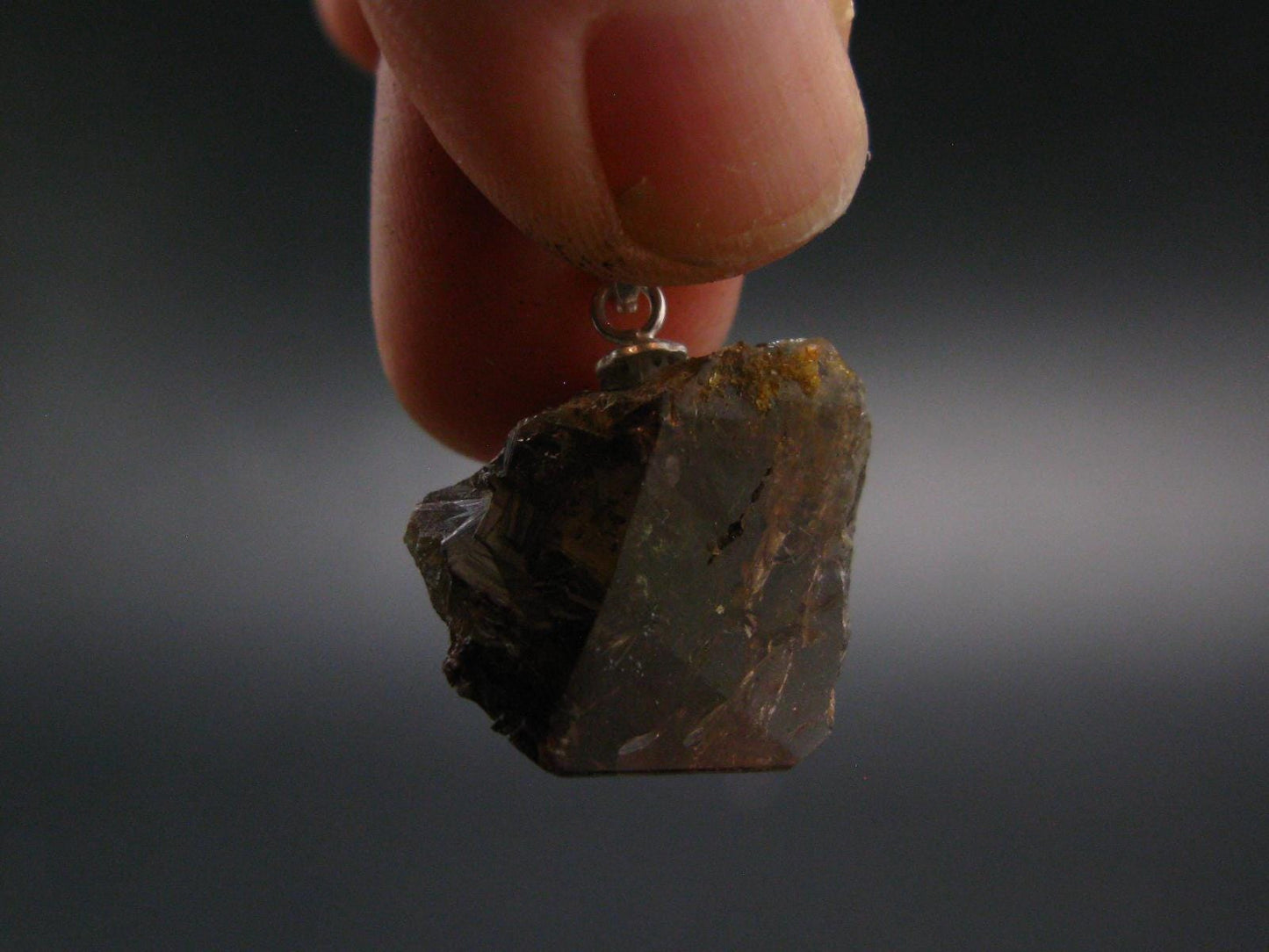 Rare Axinite Crystal Silver Pendant From Russia - 0.9" - 3.33 Grams