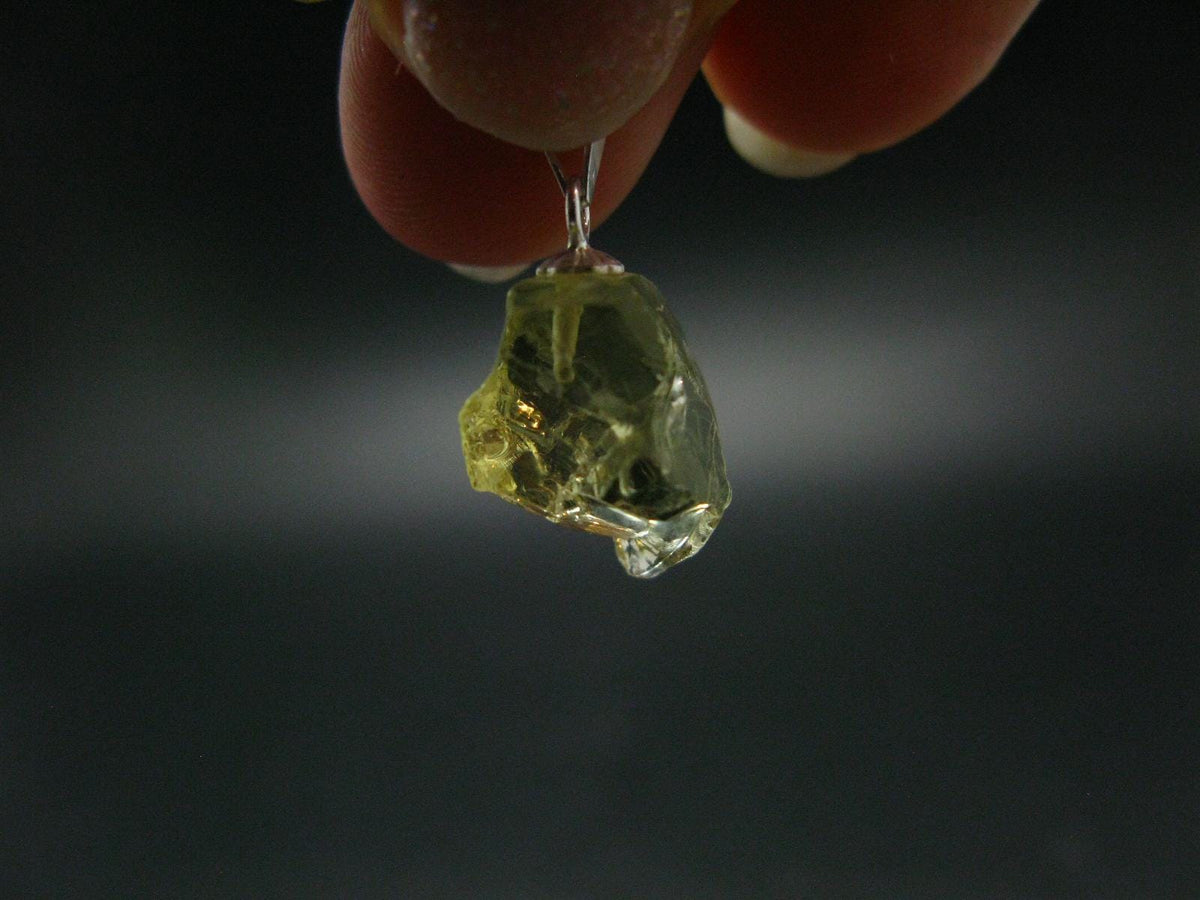Heliodor (Yellow Beryl) Crystal Silver Pendant From Brazil - 0.8" - 1.88 Grams