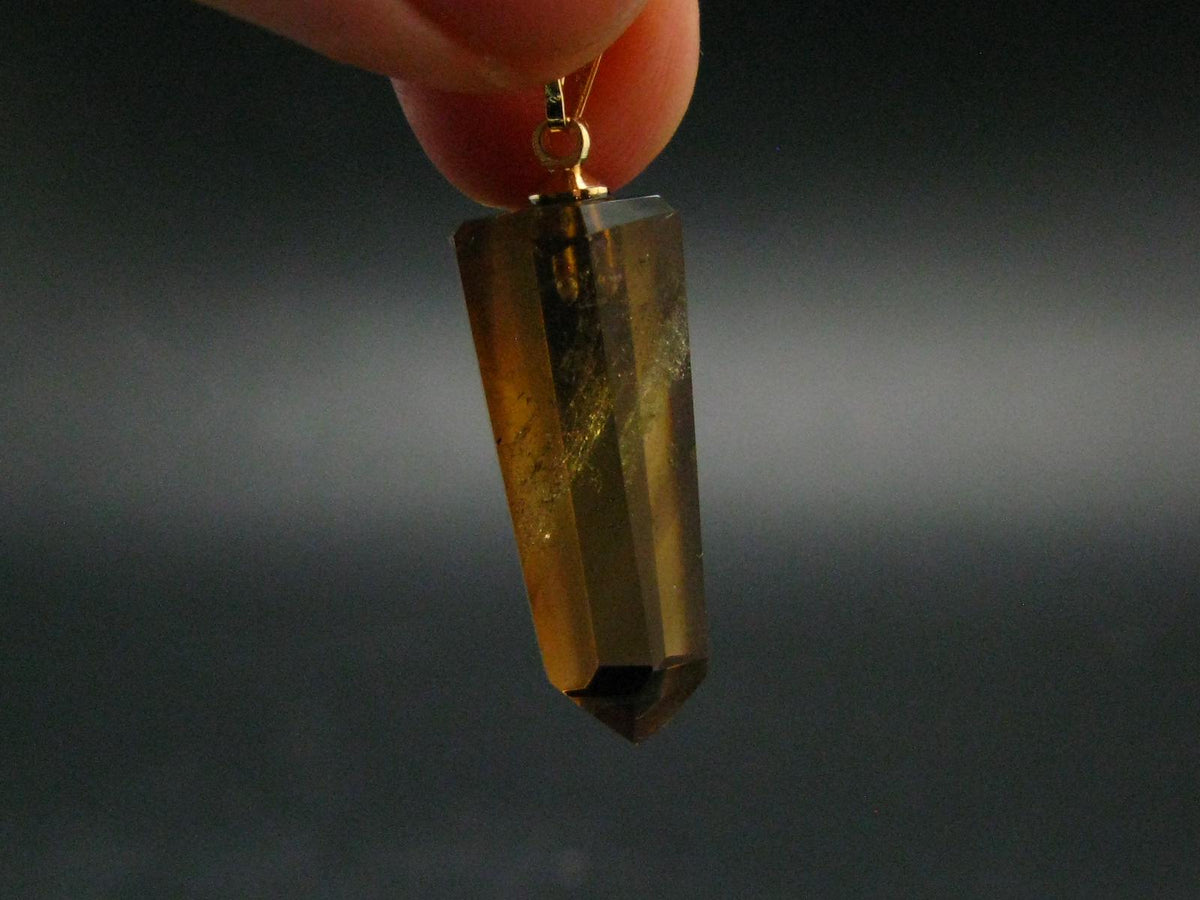 Natural Unheated Citrine Sterling Silver Gold Plated Pendant from Zambia - 1.4" - 4.69 Grams