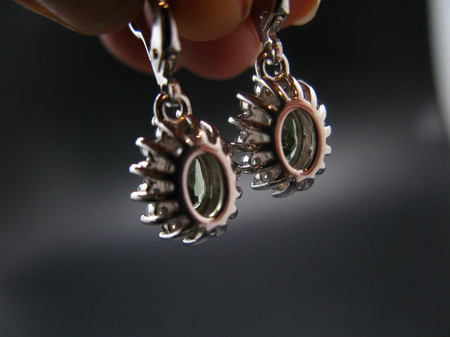 Moldavite Tektite Silver Earrings from Czech Republic - 3.41 Grams