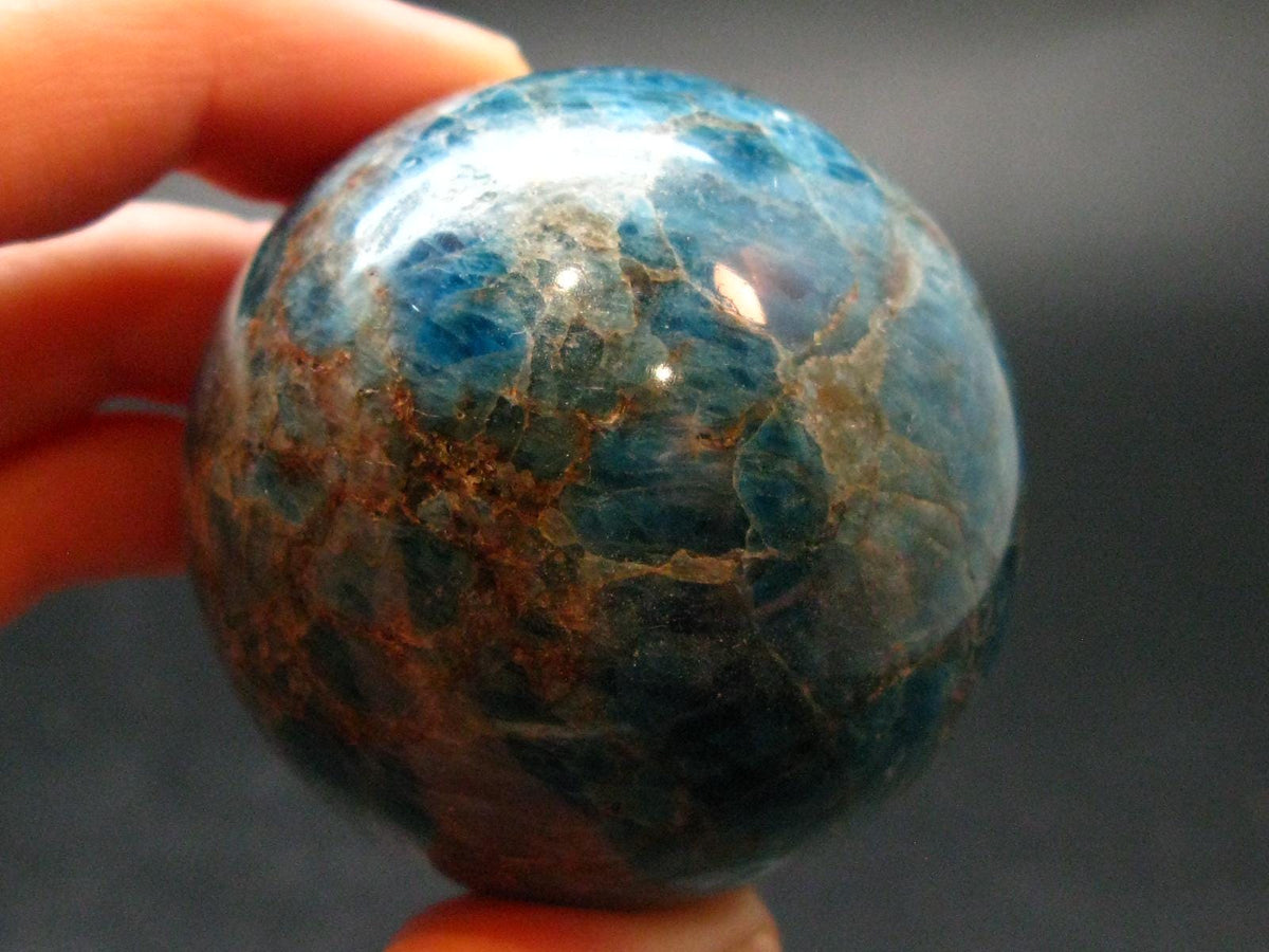 Large neon blue Apatite sphere from Madagascar- 162.0 - 1.8"