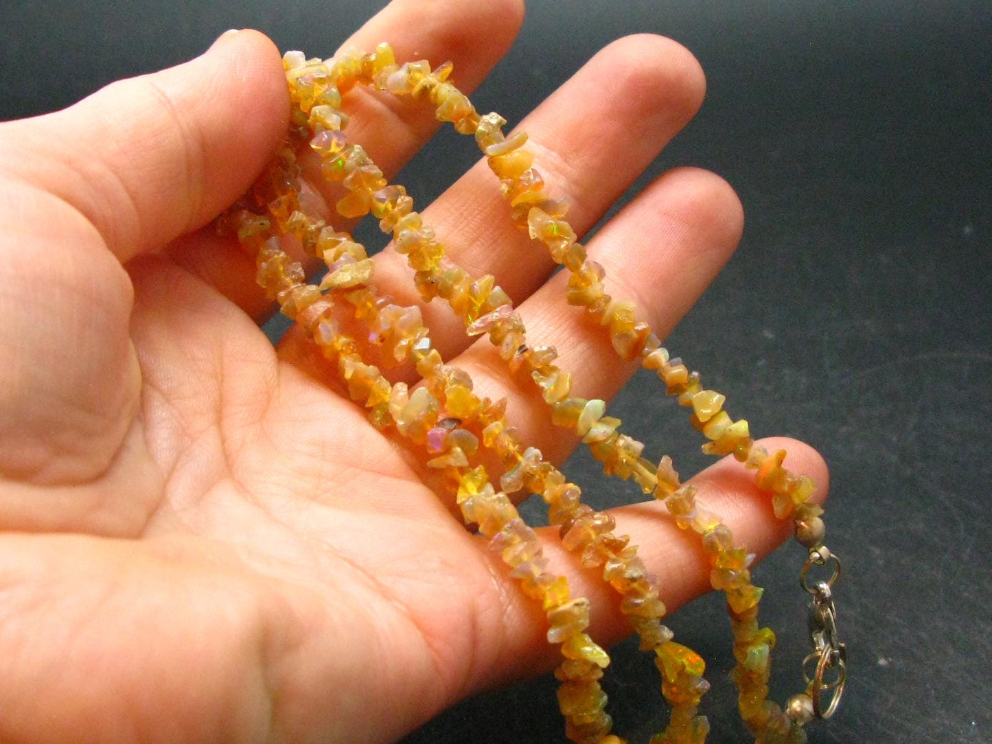 Lightweight Gem Sparkly Opal Tiny Beads Necklace from Ethiopia - 18.5" - 7.33 Grams