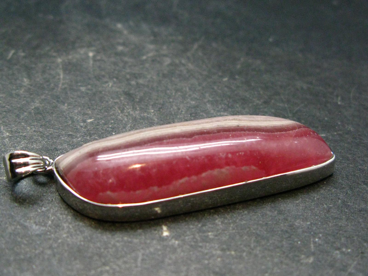Rare Rhodochrosite Sterling Silver Pendant From Argentina - 2.1" - 15.30 Grams