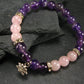 Rose Quartz & Amethyst Genuine Bracelet ~ 7 Inches ~ 8mm Round Beads