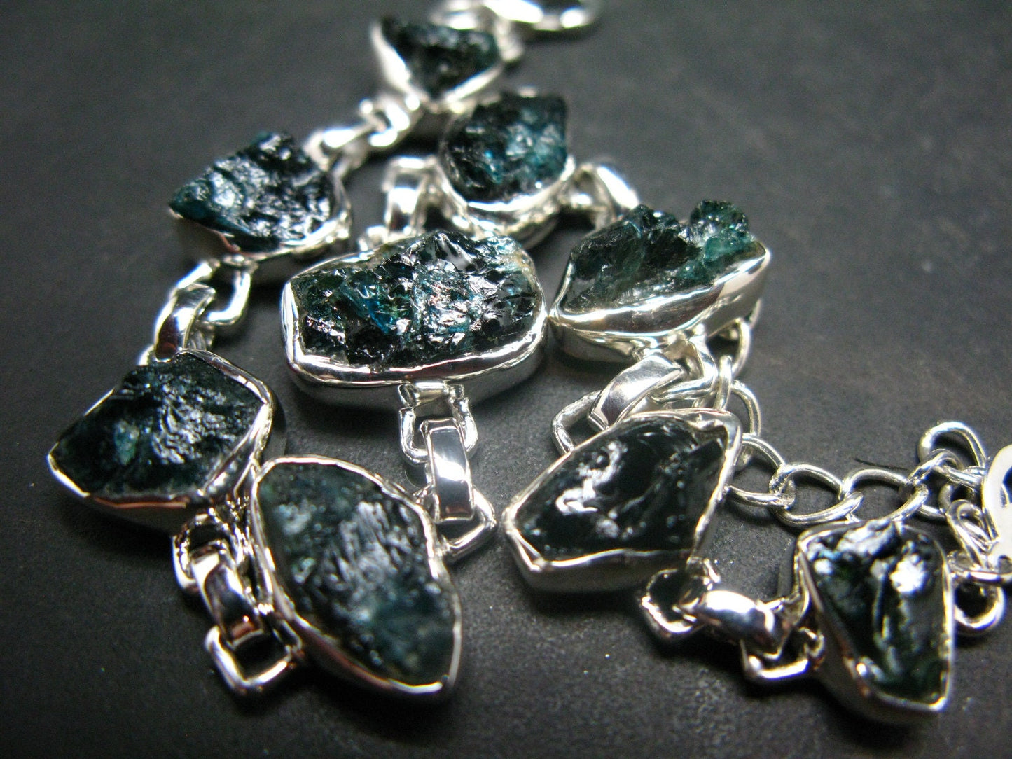 Lazulite Silver Bracelet From Pakistan - 7" - 14.8 Grams