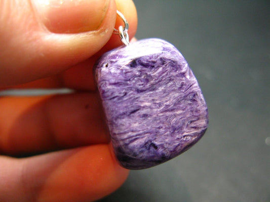 Rare High-Quality Charoite Pendant In SS From Russia - 1.1" - 12.75 Grams