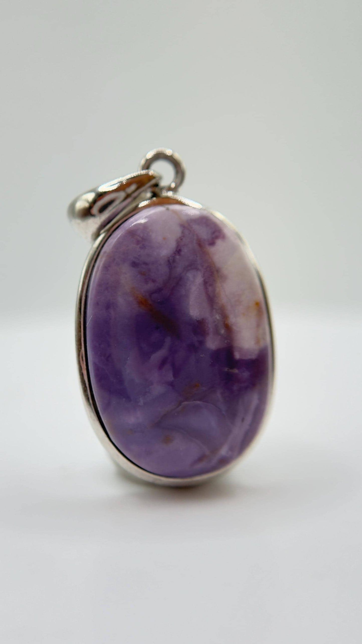 Tiffany Stone Pendant Purple Opal Fluorite Gemstone Silver Necklace Rare Natural Stone Jewelry Gift