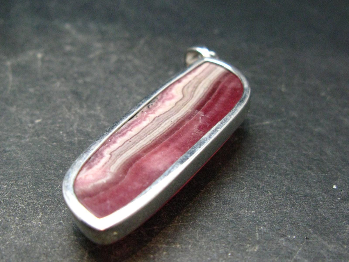 Rare Rhodochrosite Sterling Silver Pendant From Argentina - 2.1" - 15.30 Grams
