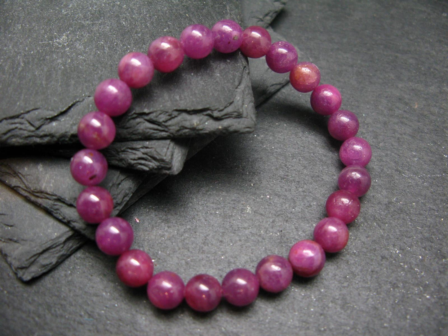 AAA Grade Ruby Genuine Bracelet ~ 7 Inches ~ 8mm Round Beads