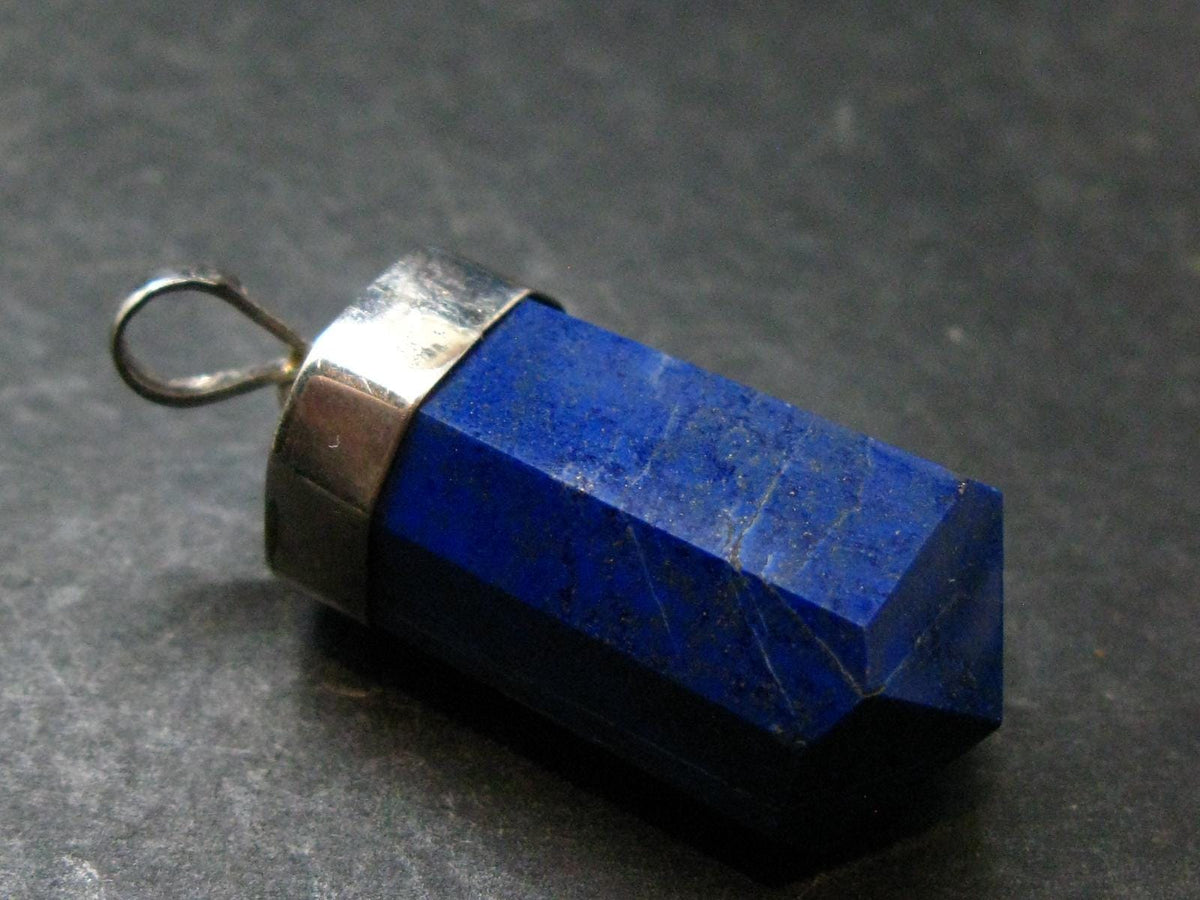 Lapis Lazuli Silver Pendant From Afghanistan - 1.7" - 13.25 Grams