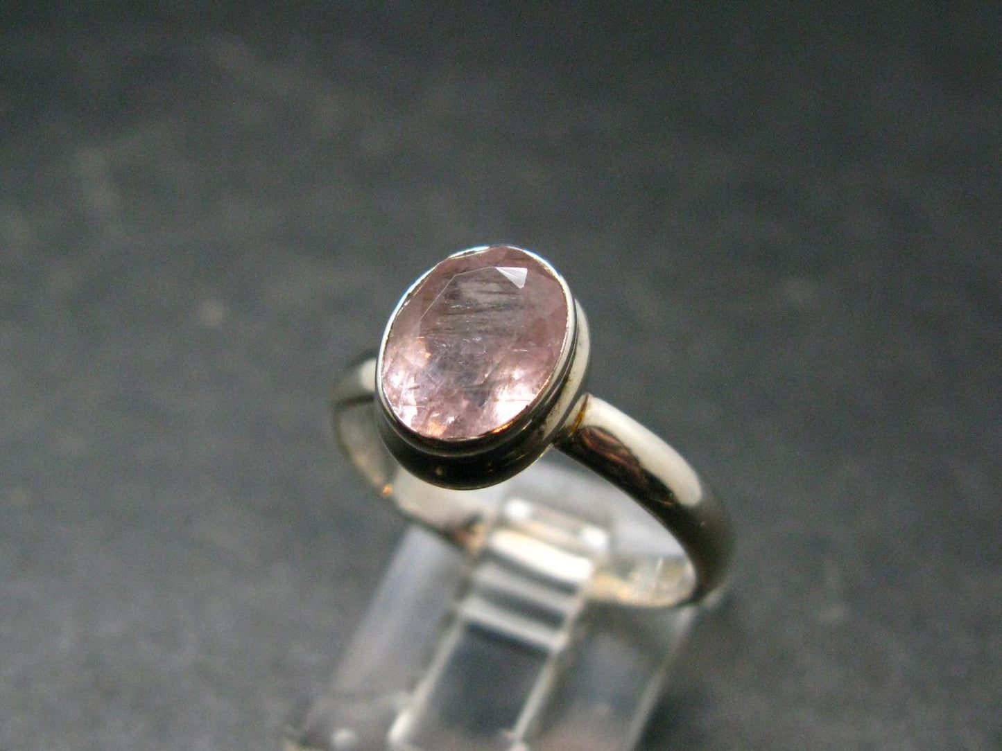 Pink Beryl!! Amazing Natural Morganite Silver Ring From Brazil - Size 8 - 3.34 Grams