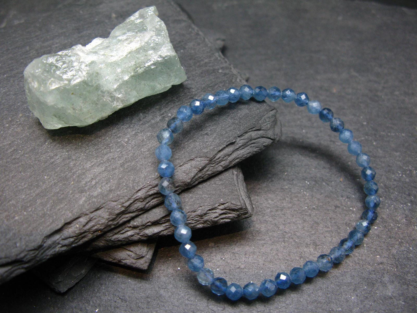 Santa Maria Aquamarine Genuine Bracelet ~ 7 Inches ~ 4mm Round Facetted Beads