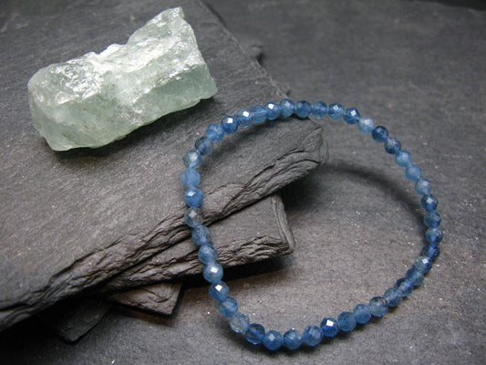 Santa Maria Aquamarine Genuine Bracelet ~ 7 Inches ~ 4mm Round Facetted Beads