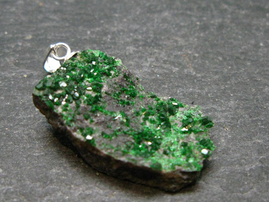 Uvarovite (Green Chromium Garnet) Cluster Silver Pendant From Russia - 1.3" - 4.80 Grams