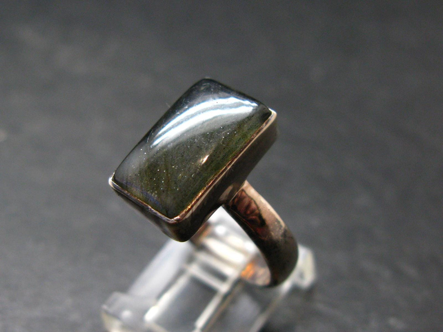 Labradorite Cabochon Silver Ring From Madagascar - 5.09 Grams - Size 8