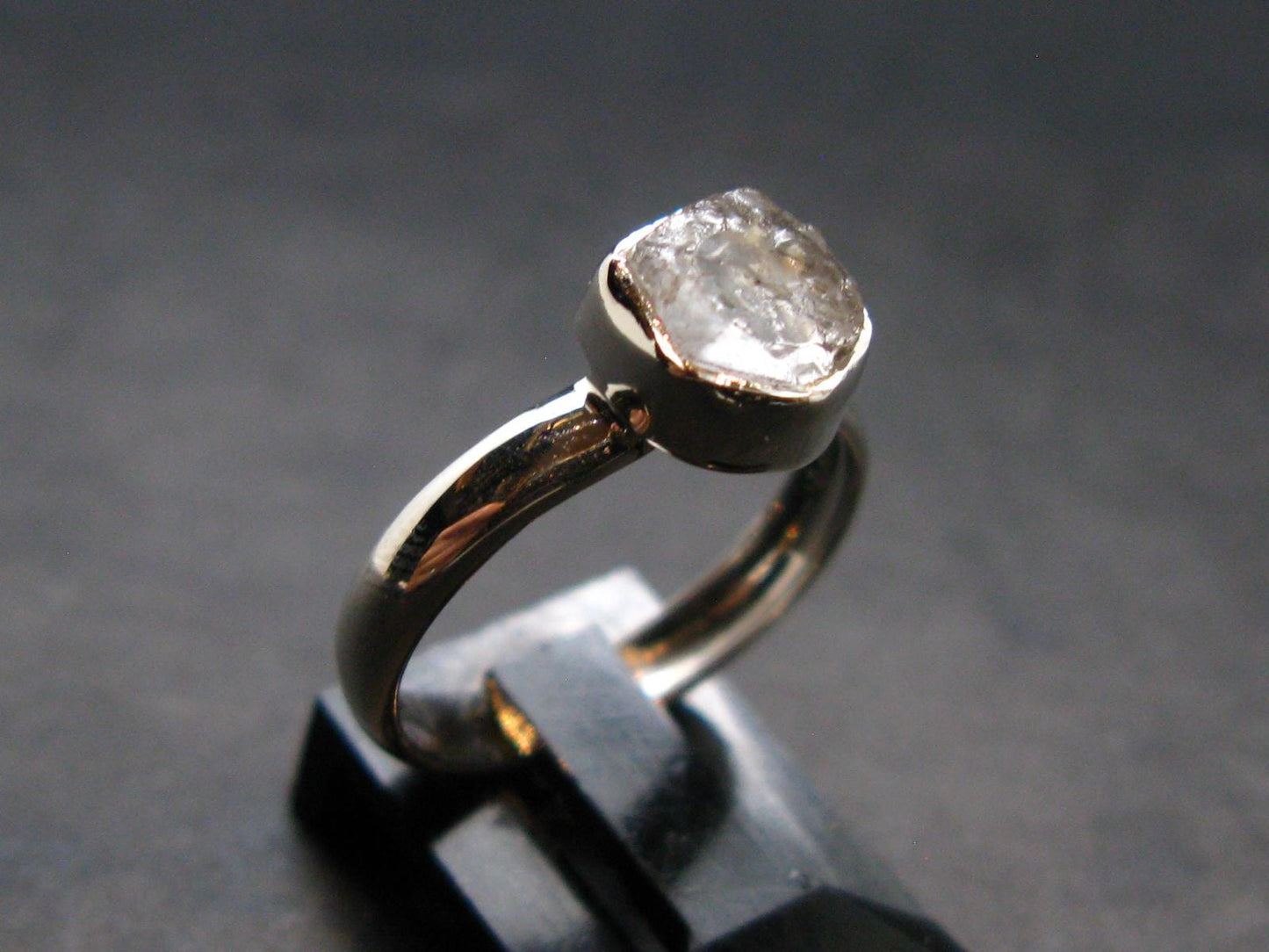 Gray Herderite Silver Ring from Africa - Size 6 - 1.93 Grams