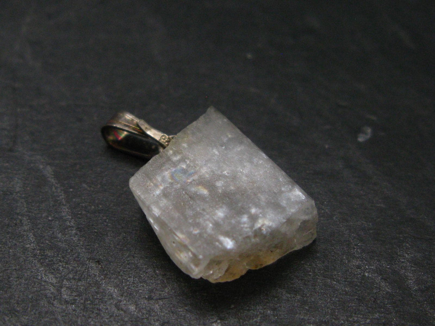 Rare Clear Natrolite Crystal Silver Pendant From Tanzania - 0.8" - 1.71 Grams