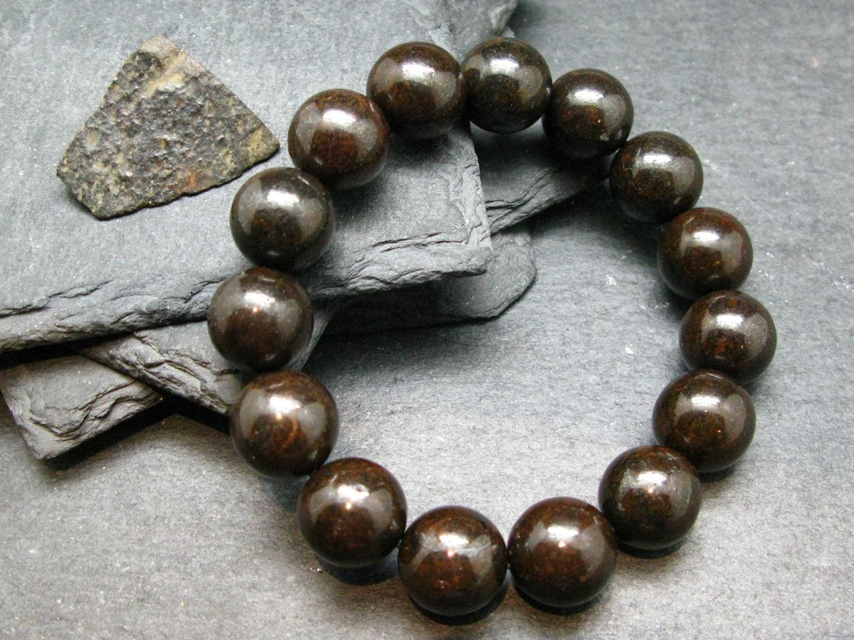 Meteorite Chondrite Genuine Bracelet ~ 7 Inches ~ 14mm Round Beads