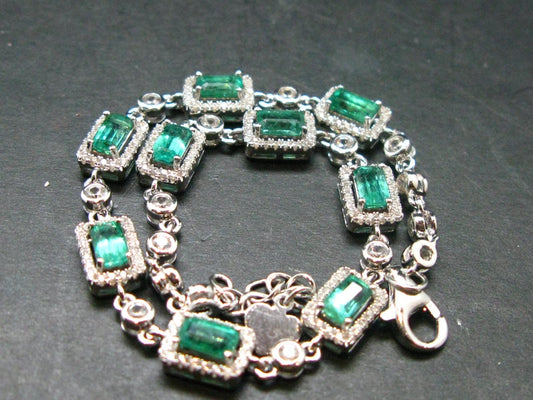 Emerald Silver Bracelet From Colombia - 2.46 Carats