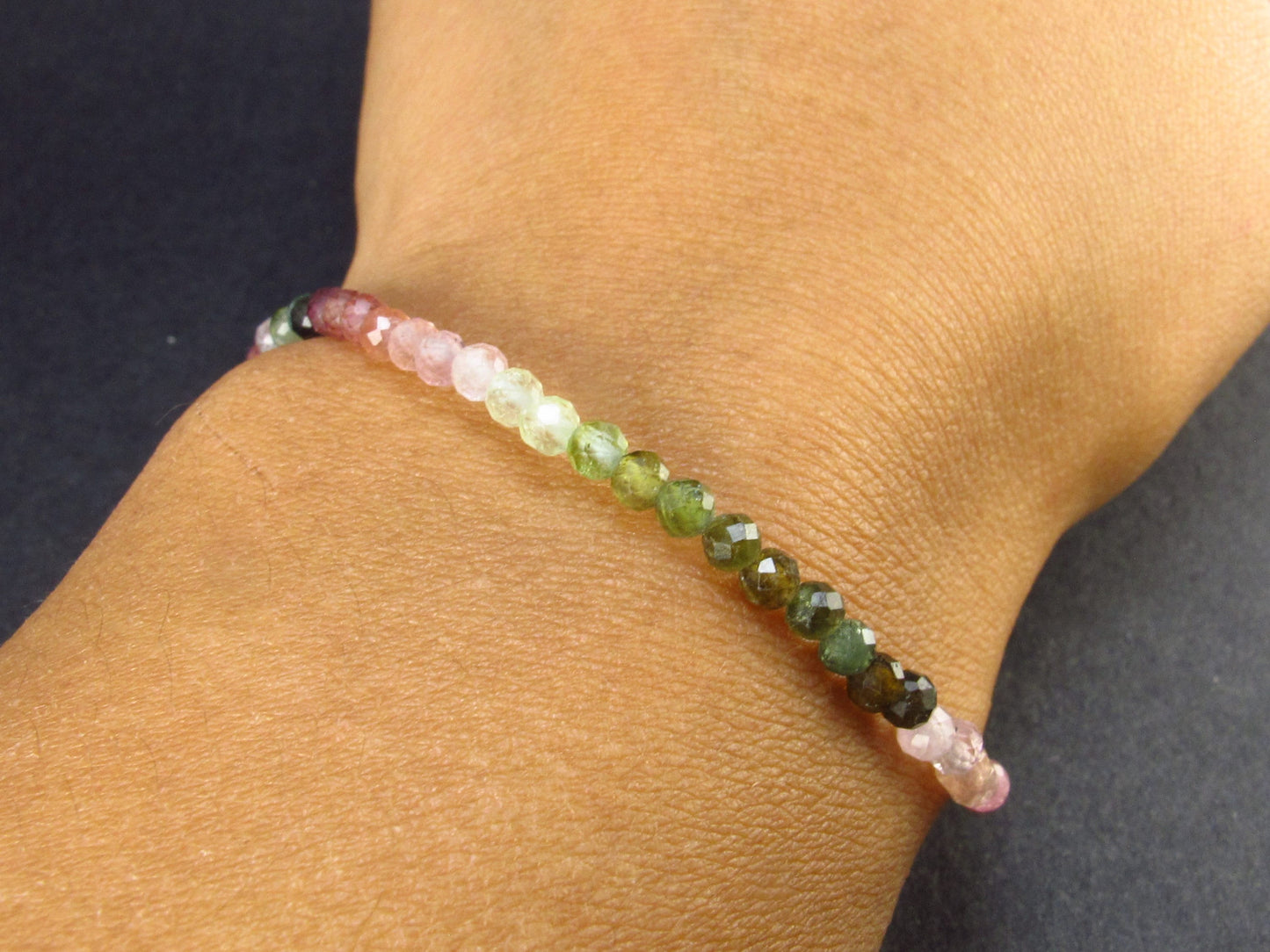 Watermelon Tourmaline Silver Bracelet From Brazil - Size Adjustable - 2.84 Grams