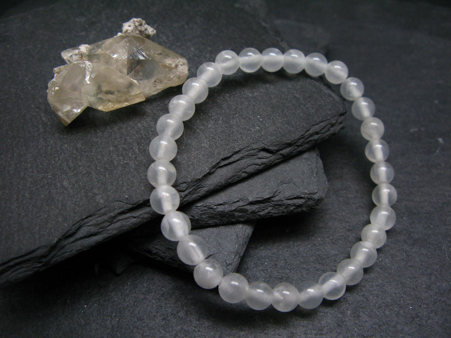 White Calcite Genuine Bracelet ~ 7 Inches ~ 6mm Round Beads