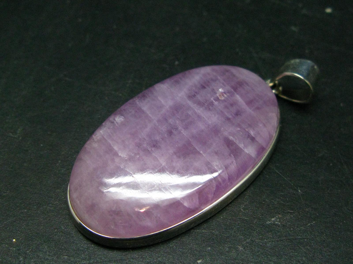 Gem Kunzite Spodumene Pendant in SS From Brazil - 2.5" - 25.77 Grams
