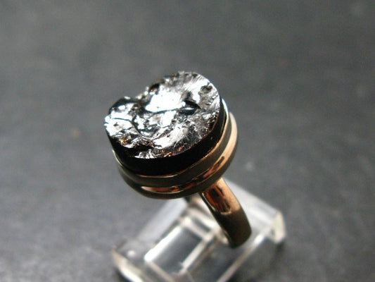 Unpolished Elite Shungite Silver Ring from Russia - Size 8 - 5.35 Grams