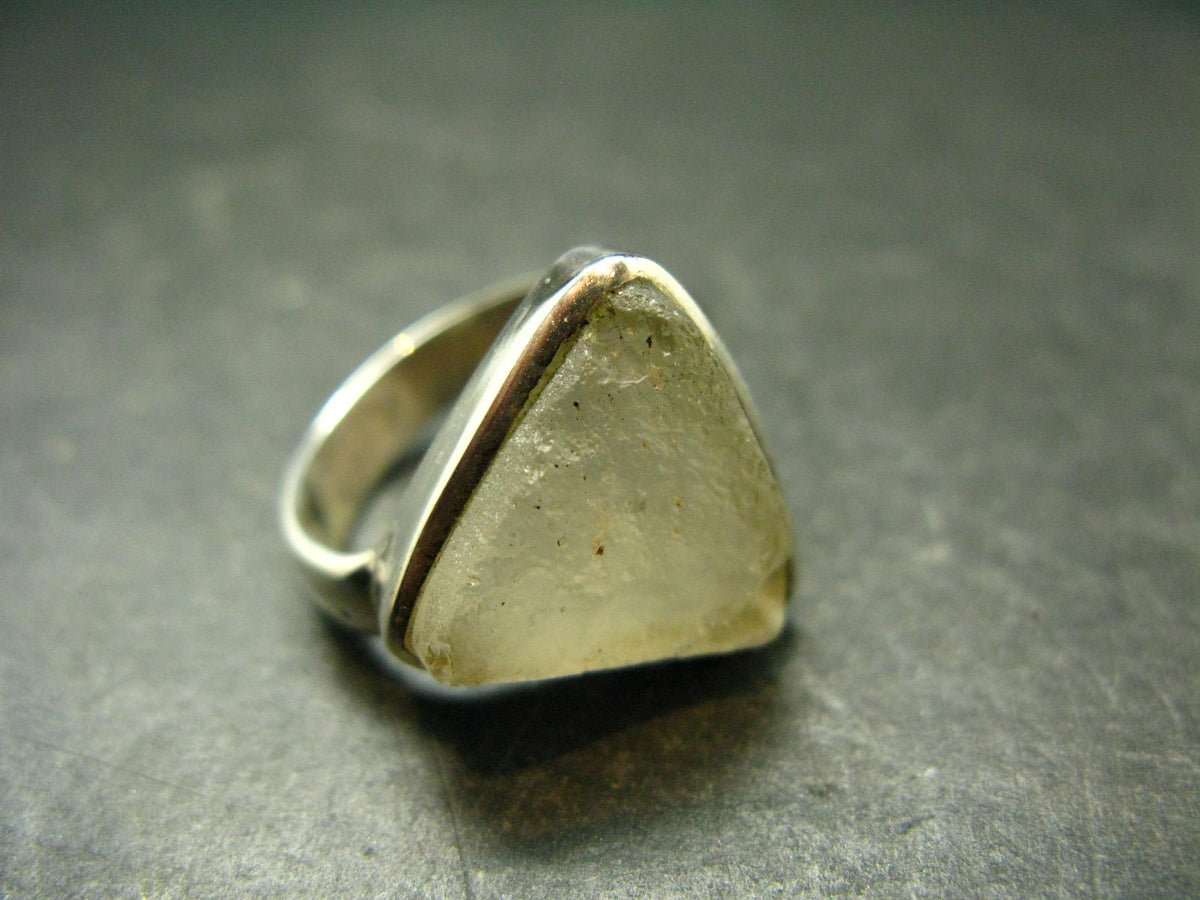 Natural Gem Raw Libyan Desert Glass Tektite Sterling Silver Ring from Libya - Size 8.25 - 7.88 Grams