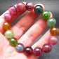 AAA Grade Gem Watermelon Bicolor Tourmaline Genuine Bracelet ~ 7.5 Inches ~ 13mm Round Beads