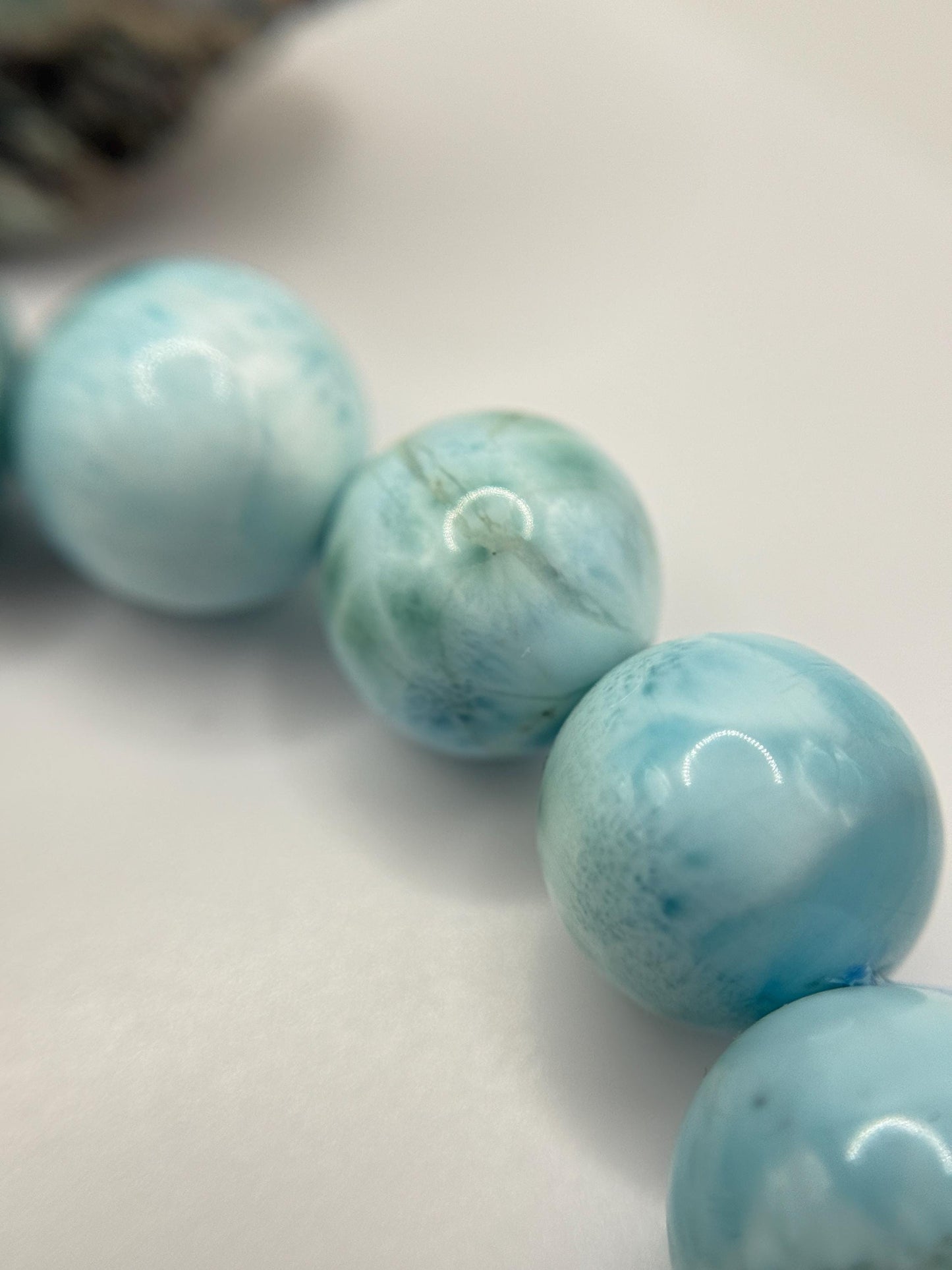 Larimar Beaded Bracelet Blue Gemstone Natural Jewelry Ocean Stone Gift
