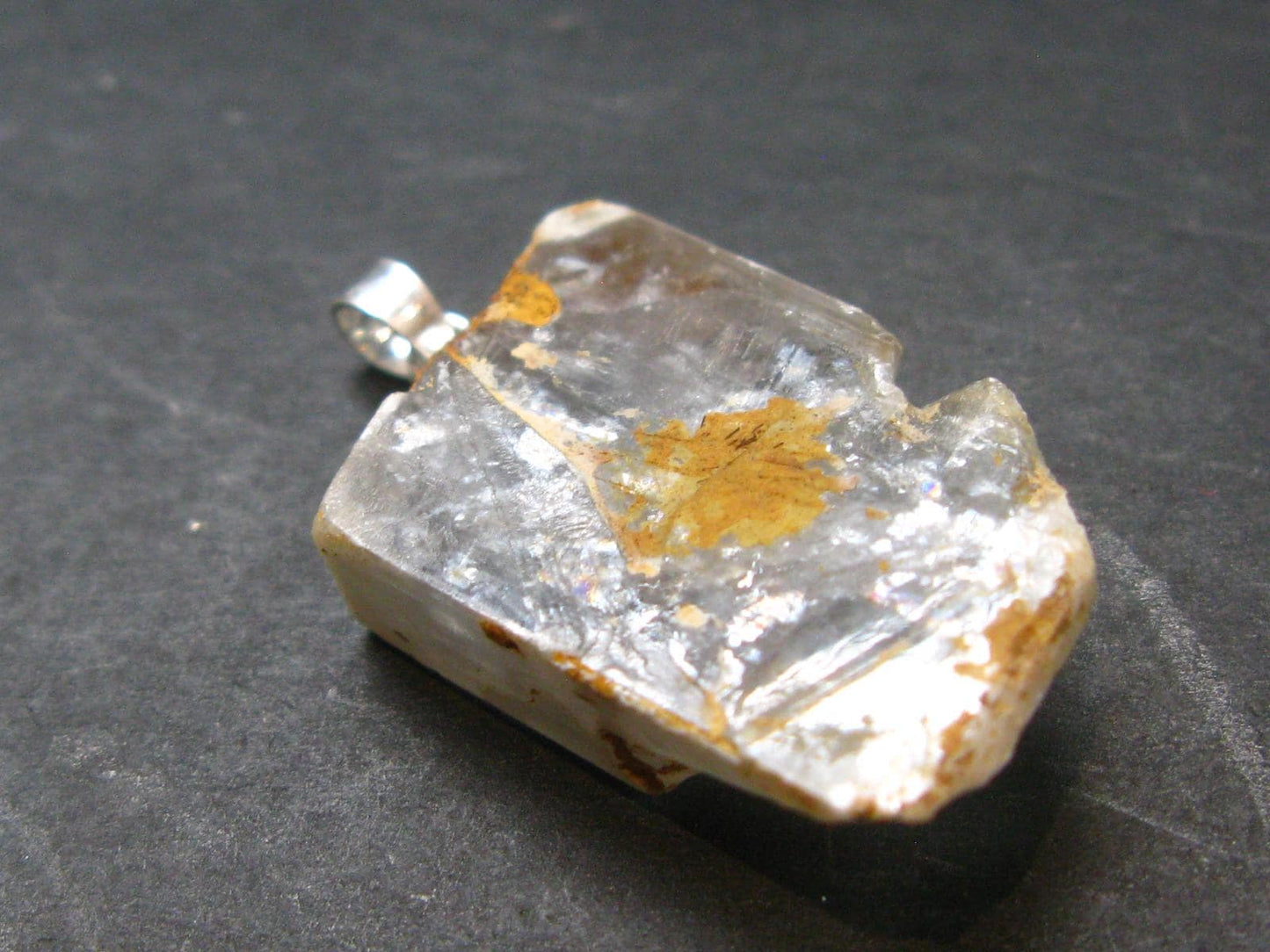Barite Crystal Silver Pendant From USA - 1.3" - 7.89 Grams