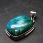 Malachite And Chrysocola Silver Plated Pendant from Congo - 1.3" - 7.3 Grams
