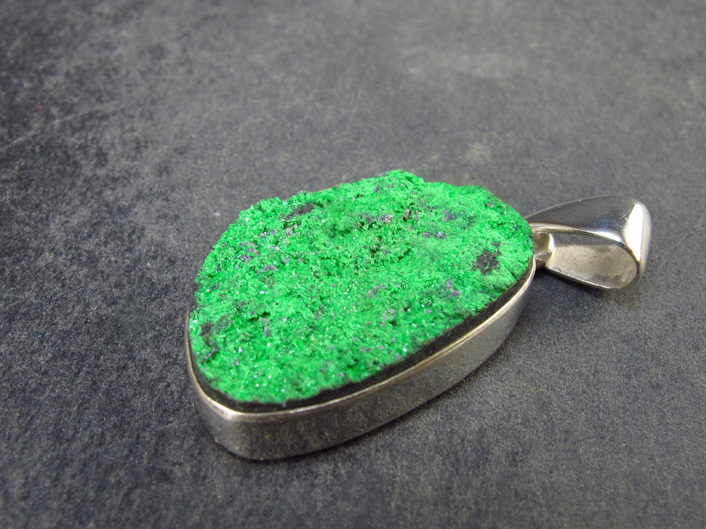 Uvarovite (Green Chromium Garnet) Cluster Silver Pendant from Russia - 1.4" - 7.0 Grams