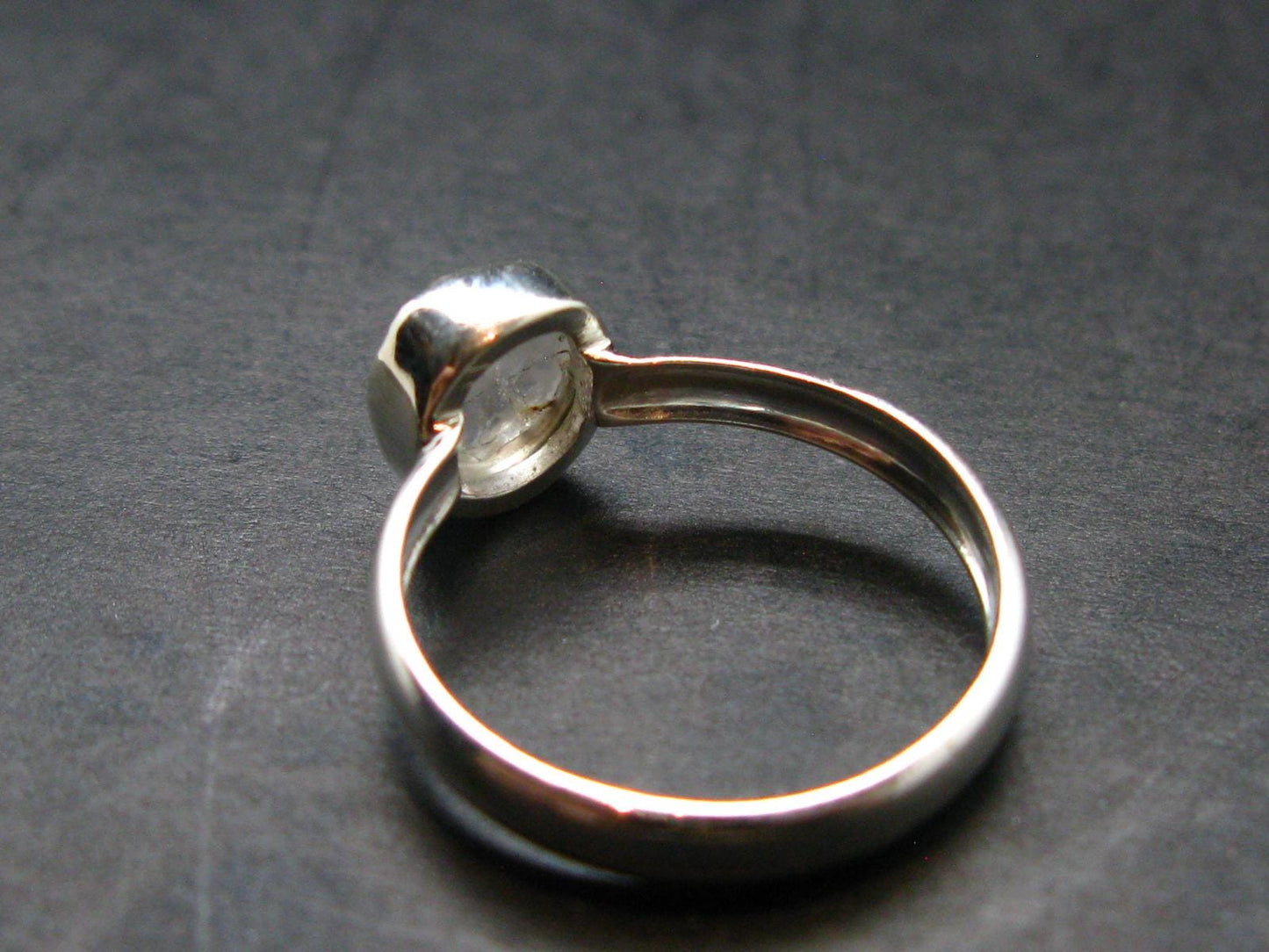 Gray Herderite Silver Ring from Africa - Size 7 - 1.88 Grams