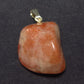 Tumbled Brightly Polished Sunstone Silver Pendant From Tanzania - 1.1"