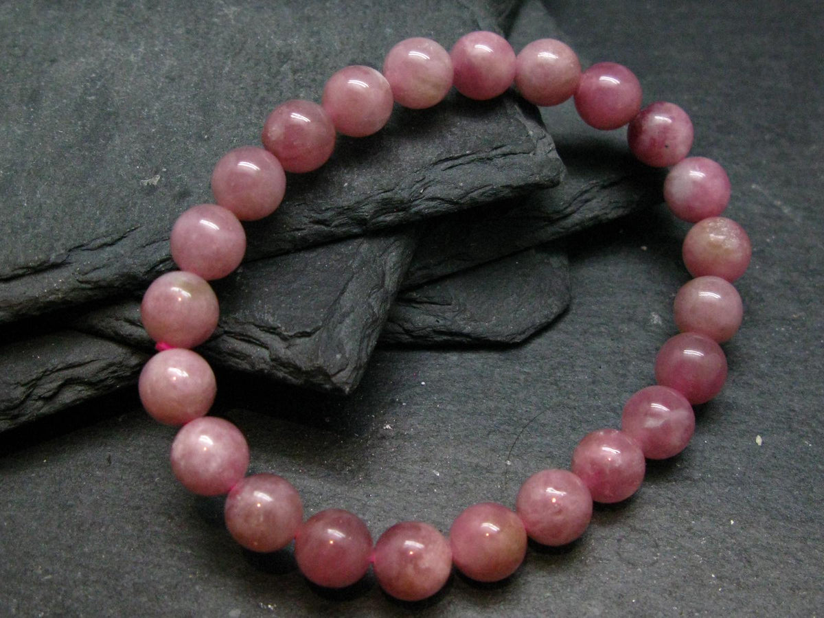 Pink Tourmaline Genuine Bracelet ~ 7 Inches ~ 8mm Round Stones
