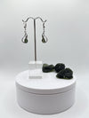 Sterling Silver Moldavite Drop Earrings – Handcrafted Green Gemstone Dangles in Sterling Silver - Weight 4.20 Grams