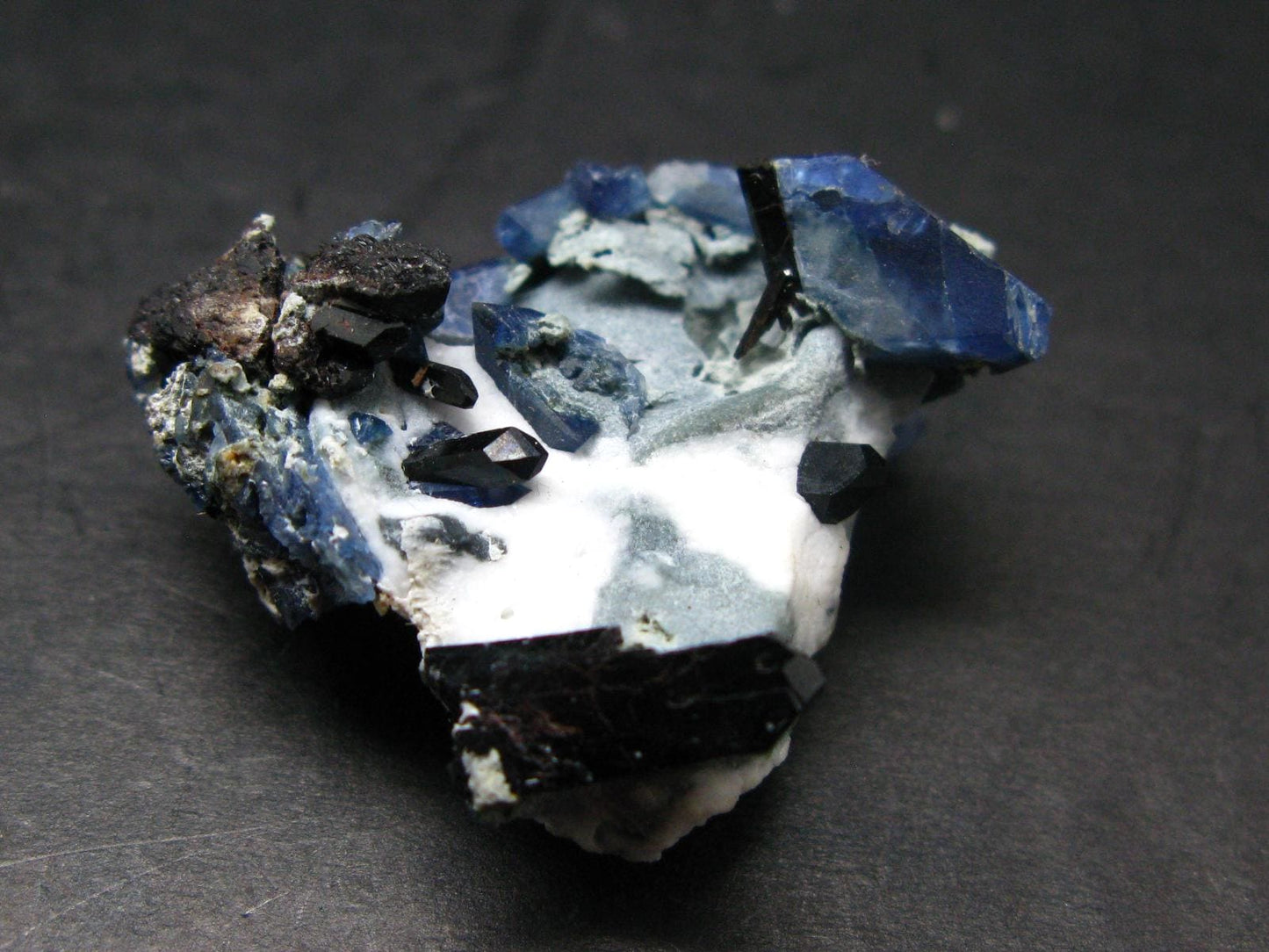 Beautiful Benitoite and Neptunite on Natrolite Cluster From California - 1.4"