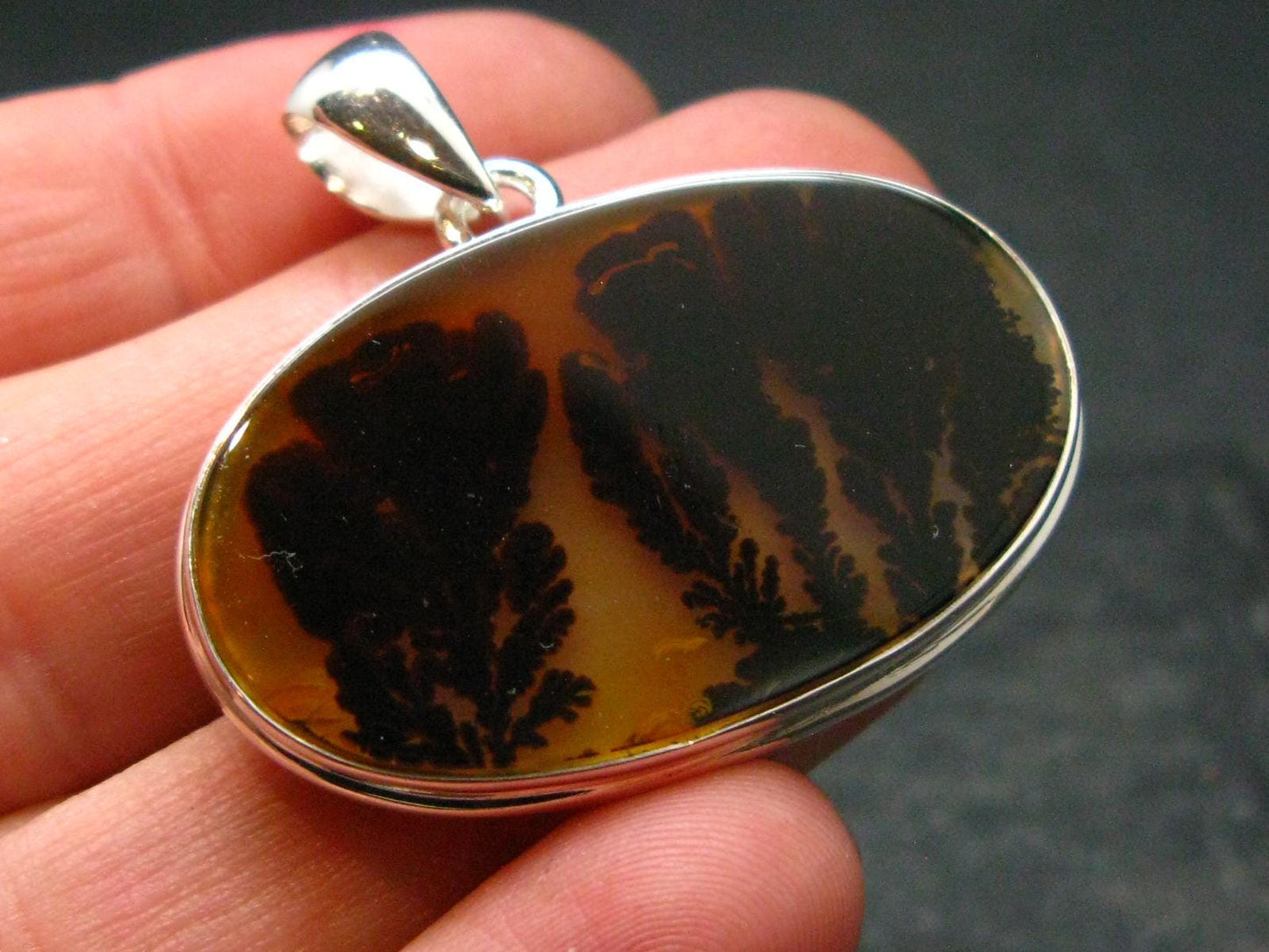 Moss Agate Silver Pendant From Russia - 6.85 Grams - 1.3"