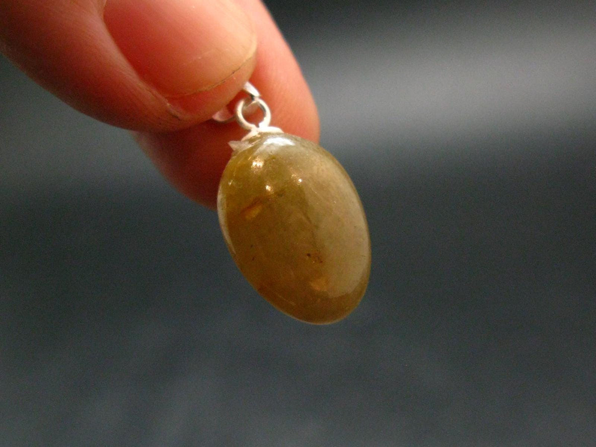 Yellow Sapphire Silver Pendant From Sri Lanka - 0.9" - 15.0 Carats
