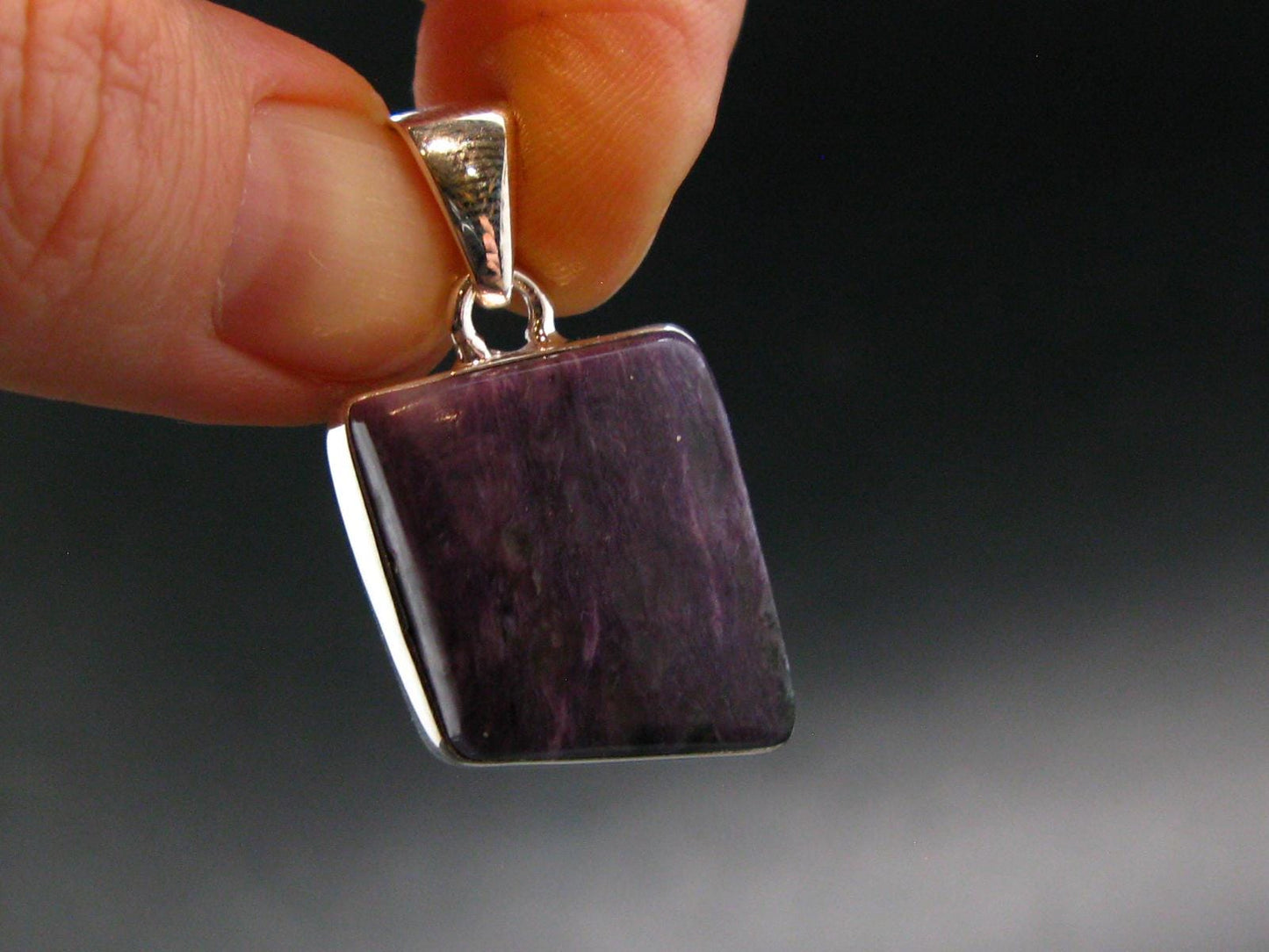 Rare High-Quality Charoite Silver Plated Pendant From Russia - 1.3" - 6.52 Grams